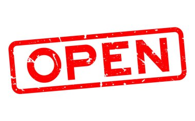 Grunge kırmızı açık word Meydanı lastik mühür damgası beyaz arka plan üzerinde