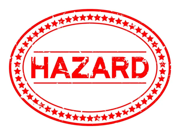 Grunge Red Hazard Wort Ovale Gummidichtung Stempel Auf Weißem Hintergrund — Stockvektor