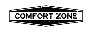 Grunge siyah comfort zone sözcük altıgen lastik mühür damgası beyaz arka plan üzerinde