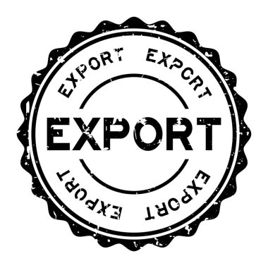 Grunge siyah ihracat kelime yuvarlak lastik mühür damgası beyaz arka plan üzerinde