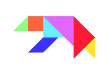 Renk tangram bulmacanın beyaz arka planda (vektör ayı şeklinde)