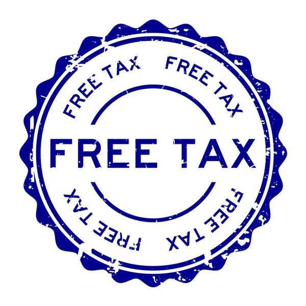 Grunge blue free tax word round rubber seal stamp auf weißem Hintergrund — Stockvektor