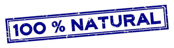 Grunge bleu 100 pour cent mot naturel cachet carré en caoutchouc sur fond blanc — Image vectorielle