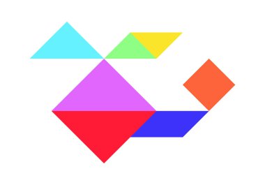 Renk tangram bulmacanın beyaz arka planda (vektör helikopter şeklinde)