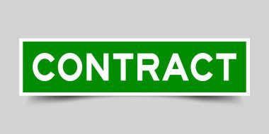 Etiket sticker beyaz arka plan üzerinde kelime sözleşme olarak yeşil renkli kare şeklinde