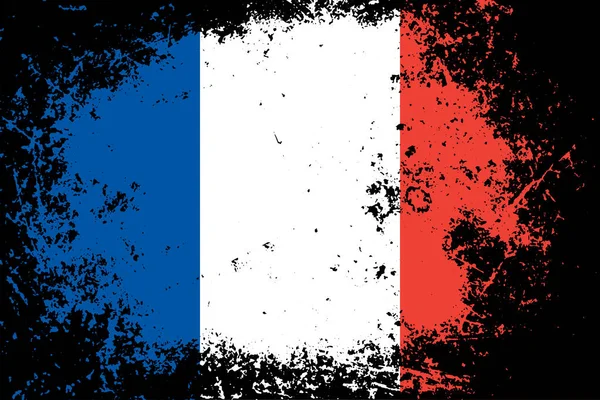 Національний прапор країни Франції (синій, білий, червоний колір) з гранж текстурованою фону — стоковий вектор