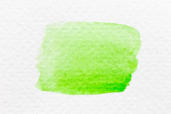 Green color watercolor handdrawing as brush or banner on white paper background — Stock Photo, Image