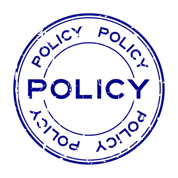 Grunge palabra política azul sello de goma redonda sobre fondo blanco — Archivo Imágenes Vectoriales