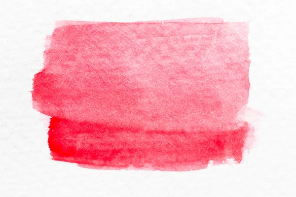 Red color watercolor handdrawing as brush or banner on white paper background — Stock Photo, Image