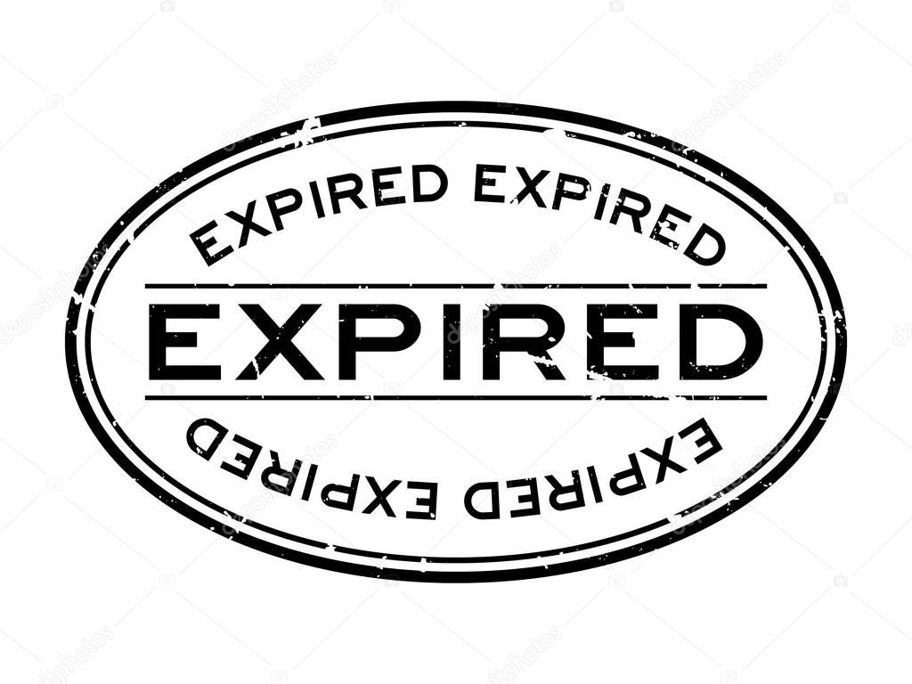 Grunge black expired word oval rubber seal stamp on white background