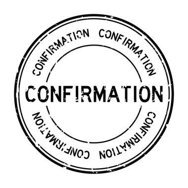 Grunge siyah onay kelime yuvarlak beyaz arka plan üzerinde iş damga mühür