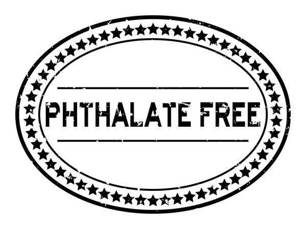 Grunge black phthalate free word oval rubber seal stamp on white background