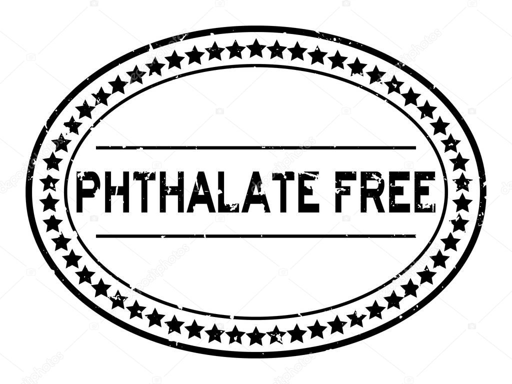 Grunge black phthalate free word oval rubber seal stamp on white background