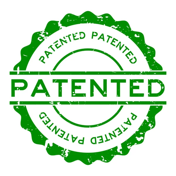 Grunge yeşil yuvarlak lastik mühür damgası kelime beyaz arka plan üzerinde patentli — Stok Vektör
