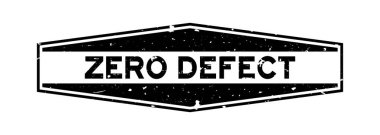 Beyaz arka planda grunge siyah sıfır kusur kelime altıgen kauçuk mühür damgası