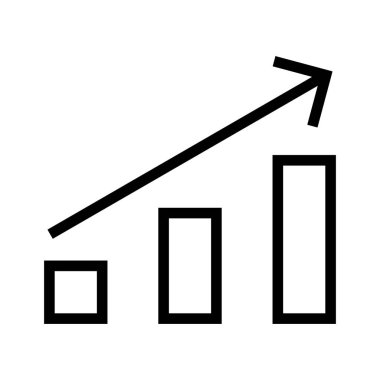 Beyaz arka planda çubuk grafik şekli ile yukarı ok simgesi