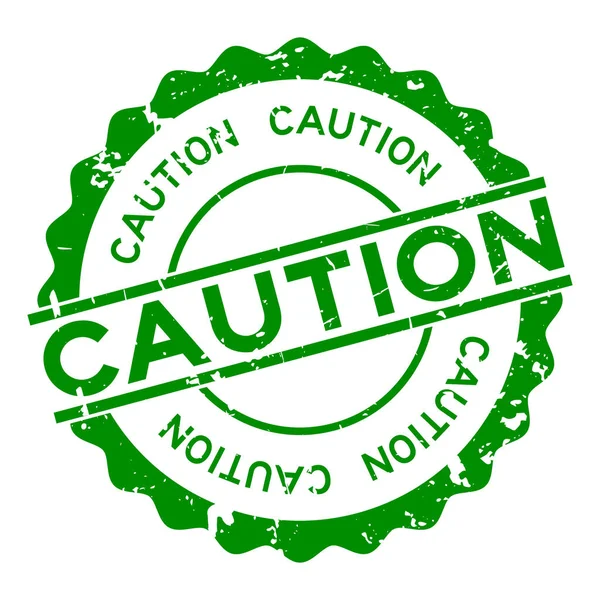 格龙绿色警告字圆形橡胶封印在白色背景 — 图库矢量图片