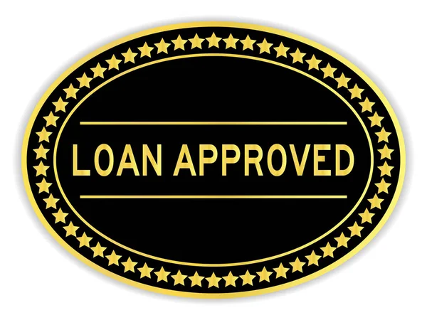 Adesivo de cor preta e dourada em empréstimo de palavra aprovado no fundo branco — Vetor de Stock