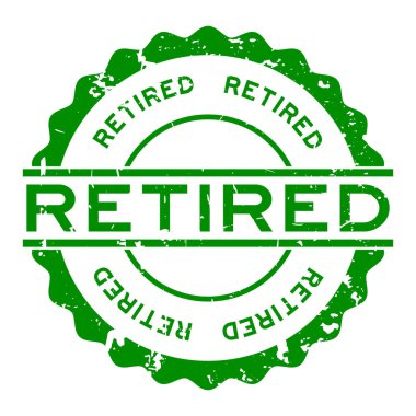 Grunge yeşil yuvarlak lastik mühür damgası kelime beyaz arka plan üzerinde emekli.