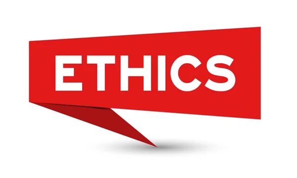 Bannière de discours en papier rouge avec éthique de mot sur fond blanc (vecteur ) — Image vectorielle