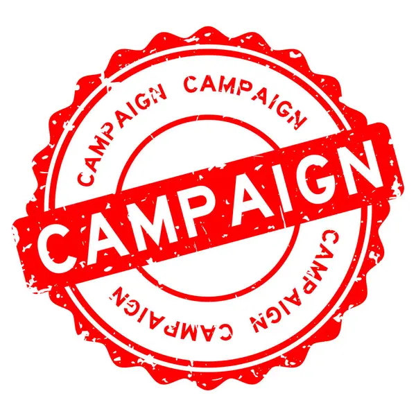 Grunge palavra campanha vermelha redonda selo de borracha no fundo branco — Vetor de Stock