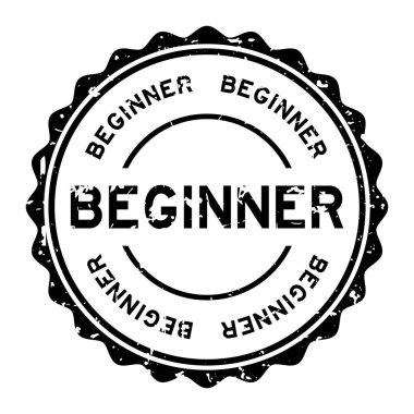 Beyaz arka plan üzerinde Grunge siyah acemi kelime yuvarlak kauçuk mühür damga