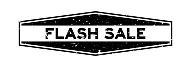 Beyaz arka plan üzerinde Grunge siyah flaş satış kelime altıgen kauçuk mühür damga