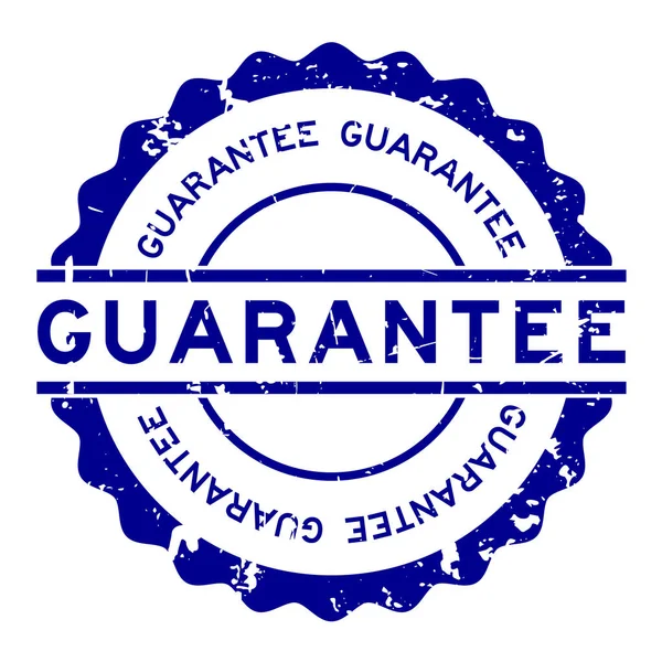 Grunge Blue Garantie Wort runde Gummidichtung Stempel auf weißem Hintergrund — Stockvektor
