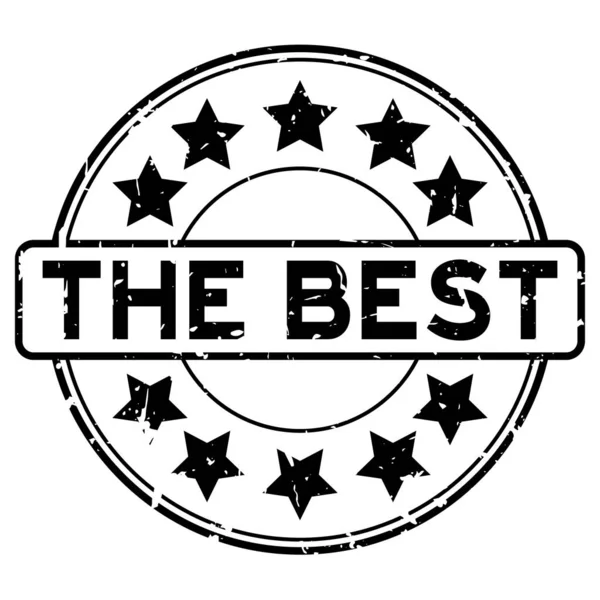 Grunge noir le meilleur mot avec sceau en caoutchouc icône étoile timbre sur fond blanc — Image vectorielle