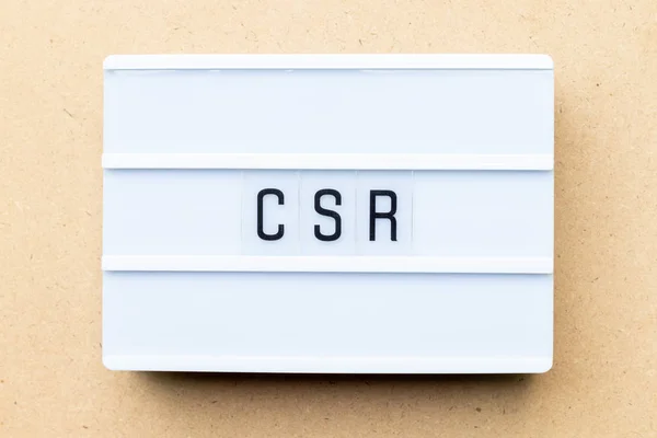 社会的責任の省略としてCsr(社会的責任の省略)という単語が付いたホワイトライトボックス — ストック写真