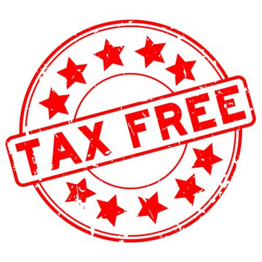 Beyaz arka plan üzerinde Grunge kırmızı vergi ücretsiz kelime yuvarlak kauçuk mühür damga