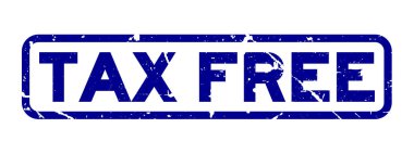 Beyaz arka plan üzerinde Grunge mavi vergi ücretsiz kelime kare kauçuk mühür damga