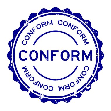 Grunge mavi uygun kelime yuvarlak kauçuk mühür damga beyaz arka plan üzerinde