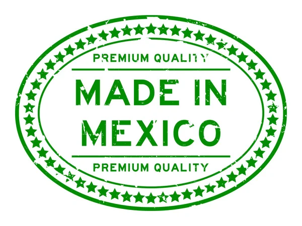 Grunge qualidade premium verde feita no México selo de borracha oval no branco — Fotografia de Stock