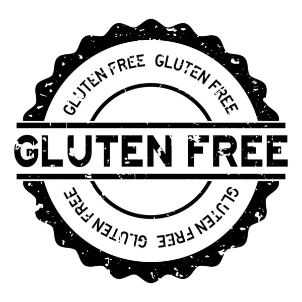 Grunge black gluten free word round rubber seal stamp on white background — Stock Vector