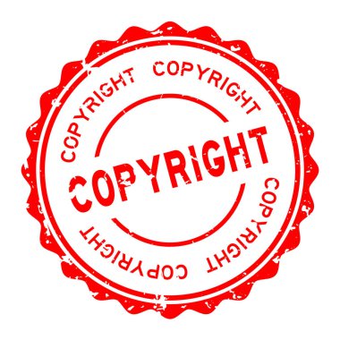 Beyaz arka planda grunge kırmızı Copyright kelime yuvarlak kauçuk mühür damgası