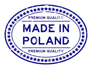 Beyaz arka planda Polonya oval kauçuk mühür iş damgası yapılan grunge mavi Premium kalite