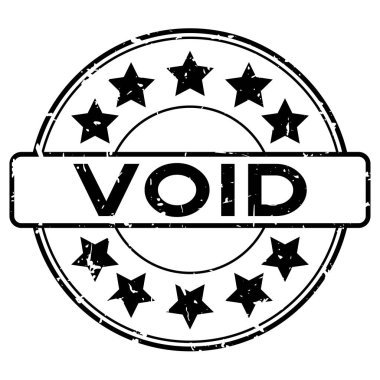 Beyaz arka plan üzerinde yıldız simgesi kauçuk mühür damgası ile Grunge siyah void kelime