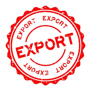 Grunge kırmızı ihracat kelime yuvarlak lastik mühür damgası beyaz arka plan üzerinde
