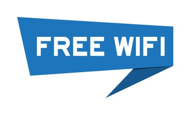 Beyaz arka plan üzerinde kelime ücretsiz wifi ile Mavi kağıt konuşma afiş