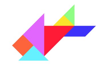 Renk tangram bulmacanın beyaz arka planda (vektör balık şeklinde)