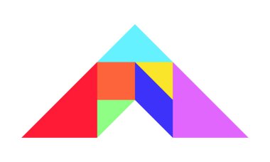 Renk tangram bulmacanın beyaz arka planda (vektör ok şeklinde)