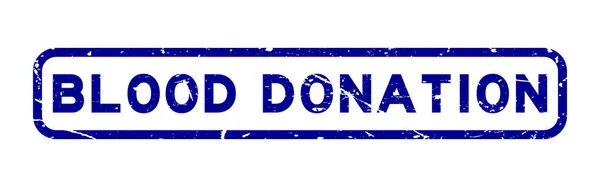 Grunge donasi darah biru kata stempel karet persegi pada latar belakang putih - Stok Vektor