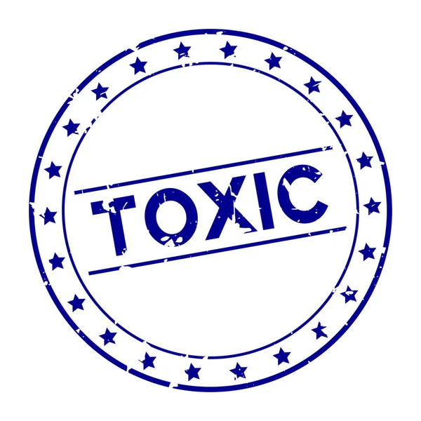 Grunge palabra tóxica azul sello de goma redonda sobre fondo blanco — Vector de stock