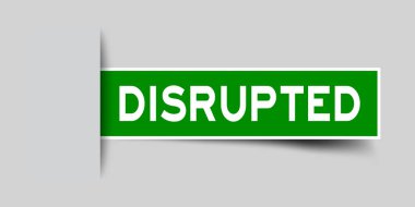 Etiket etiketi yeşil renk kelime gri arka plan takılı bozuldu