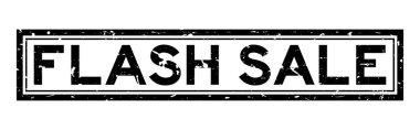 Beyaz arka plan üzerinde Grunge siyah flaş satış kelime kare kauçuk mühür damga