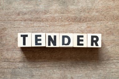 Ahşap arka planda kelime ihalesiyle blok