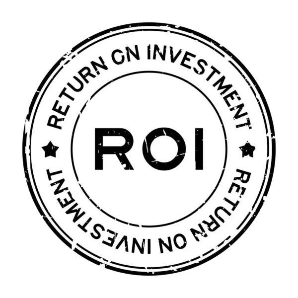 Grunge siyah Roi (yatırım getirisi kısaltması) beyaz arka planda kelime yuvarlak kauçuk mühür damgası