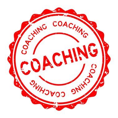 Beyaz arka planda grunge kırmızı koçluk kelime yuvarlak kauçuk mühür damgası