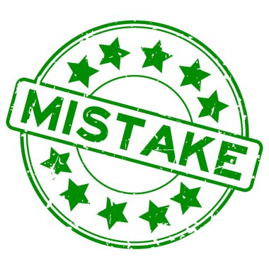 Beyaz arka plan üzerinde Grunge yeşil hata kelime yuvarlak kauçuk mühür damgası